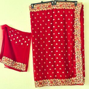 Maroon Heavy Sequin Saree